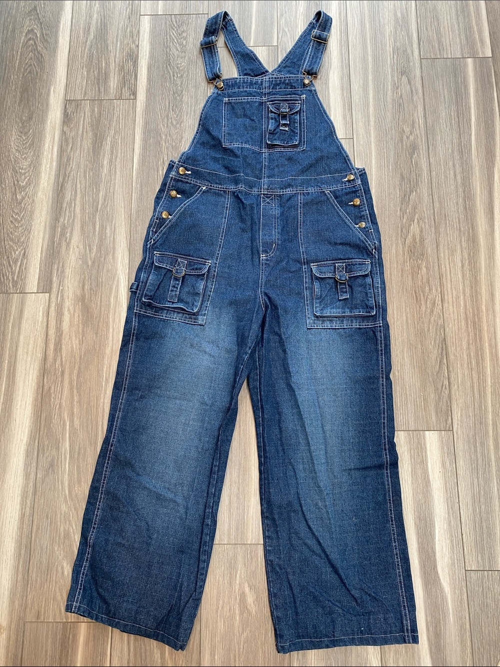 Vintage Disney Denim Overalls XL Cargo Wide Leg Baggy Contrast Stitch Y2K 90s
